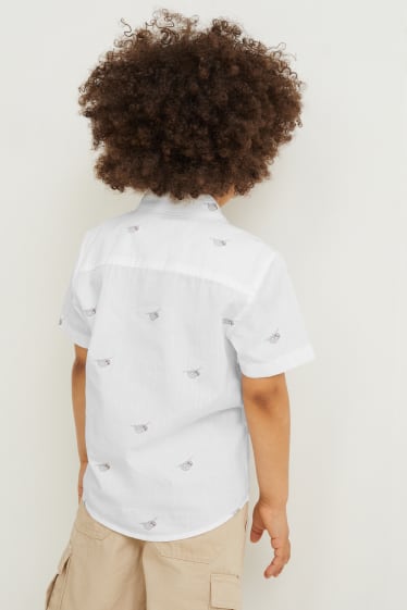 Kinder - Hemd - gemustert - weiß