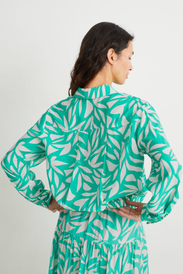 Women - Blouse - patterned - green / cremewhite