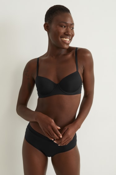 Donna - Confezione da 2 - reggiseno con ferretti - DEMI - imbottito - LYCRA® - nero