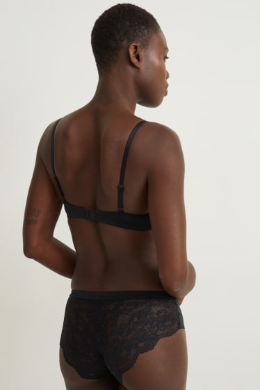 Donna - Confezione da 2 - reggiseno con ferretti - DEMI - imbottito - LYCRA® - nero