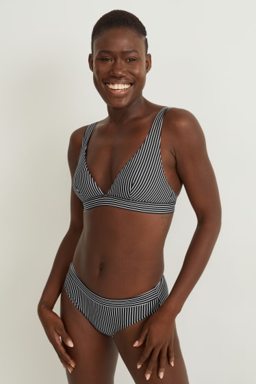 Kobiety - Dół od bikini - średni stan - LYCRA® XTRA LIFE™ - w paski - czarny / biały