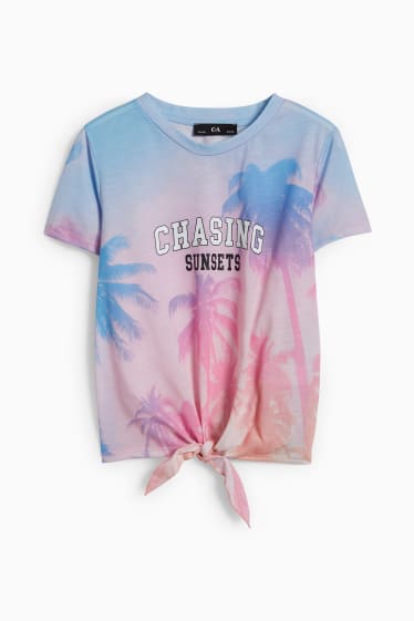 Kinderen - T-shirt met knoop in de stof - roze