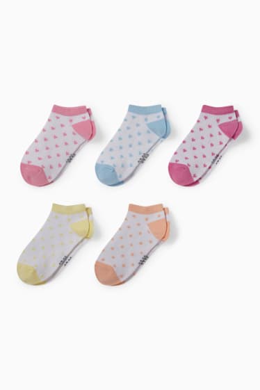 Kinder - Multipack 5er - Sneakersocken - gemustert - pink