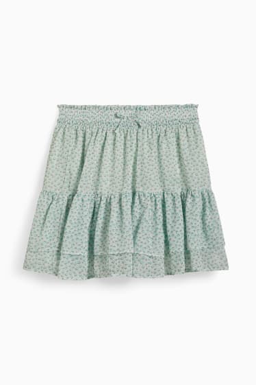 Enfants filles - Jupe - à fleurs - vert menthe