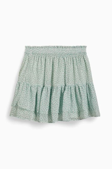 Enfants filles - Jupe - à fleurs - vert menthe