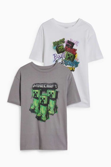 Kinder - Multipack 2er - Minecraft - Kurzarmshirt - weiss