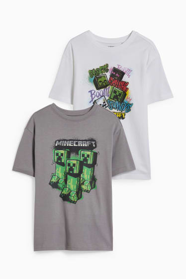 Enfants garçons - Lot de 2 - Minecraft - T-shirts - blanc