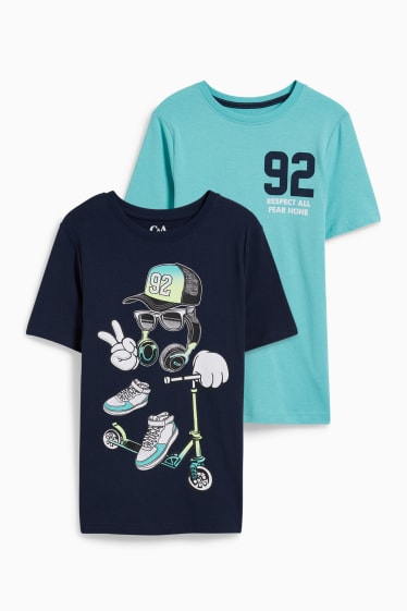 Enfants garçons - Lot de 2 - T-shirts - bleu foncé