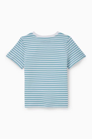 Kinderen: jongens - Super Mario - T-shirt - gestreept - wit / lichtblauw