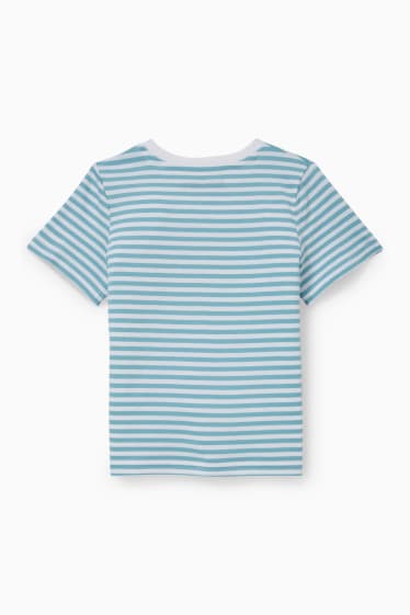 Children - Super Mario - short sleeve T-shirt - striped - white / light blue