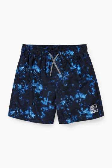 Kinder Buben - Badeshorts - gemustert - blau
