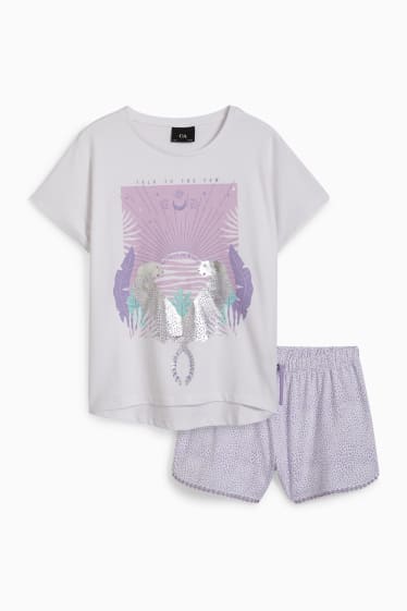 Children Girls - Short pyjamas - 2 piece - white