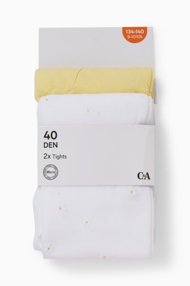 Niños: niñas - Pack de 2 - medias - 40 DEN - amarillo claro
