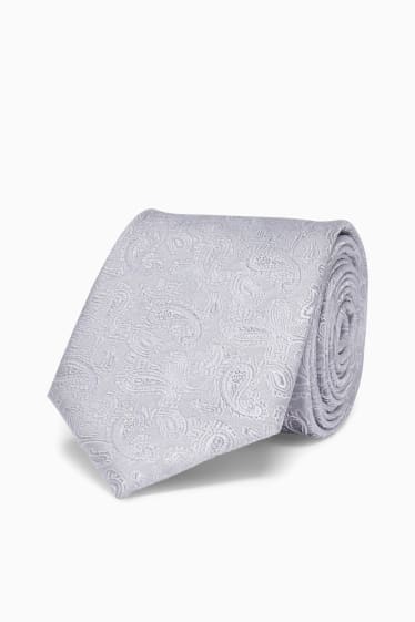 Men - Silk tie - light gray-melange