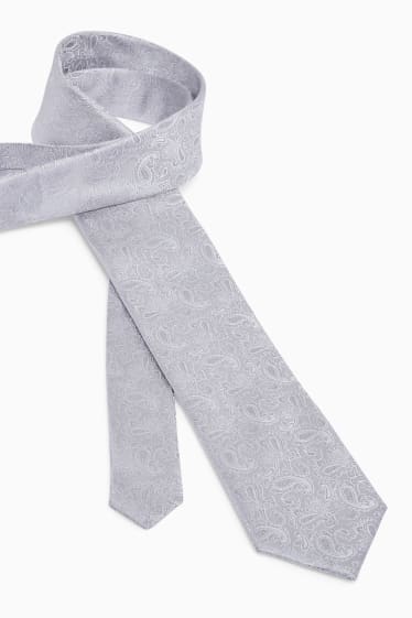 Men - Silk tie - light gray-melange