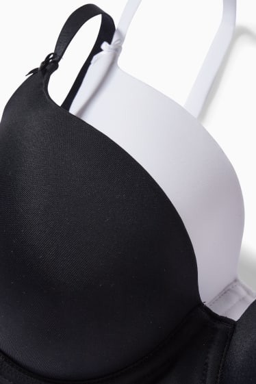 Mujer - Pack de 2 - sujetadores con aros - FULL COVERAGE - con relleno - negro / blanco