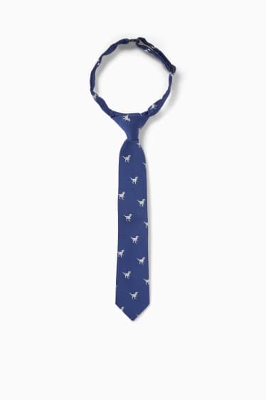 Children - Dinosaur - tie - patterned - dark blue