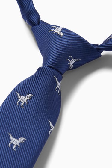Enfants garçons - Dinosaures - cravate - à motif - bleu foncé