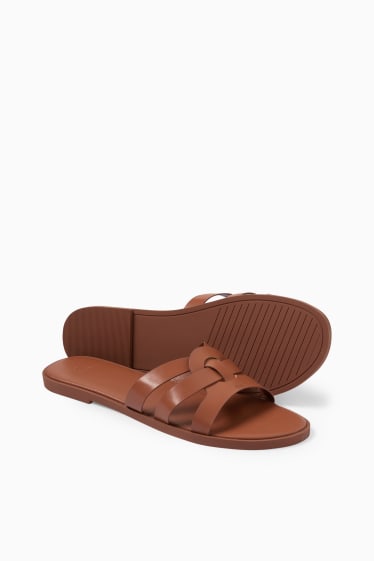 Damen - Sandalen - Lederimitat - braun