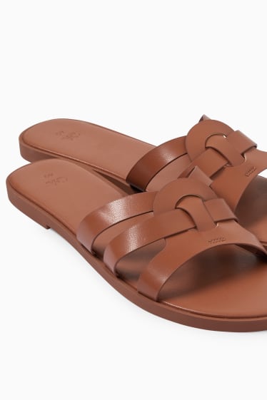 Damen - Sandalen - Lederimitat - braun