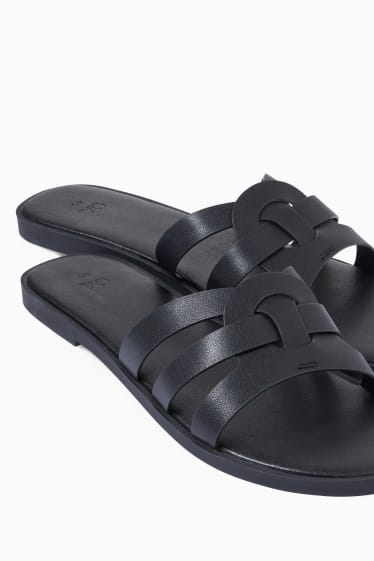 Damen - Sandalen - Lederimitat - schwarz