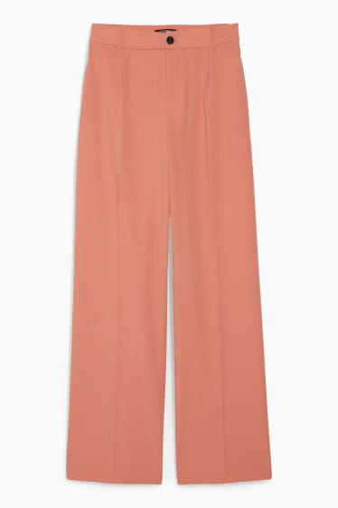 Femei - CLOCKHOUSE - pantaloni de stofă - high waist - wide leg - portocaliu