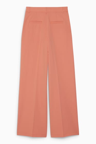 Dámské - CLOCKHOUSE - plátěné kalhoty - high waist - wide leg - oranžová