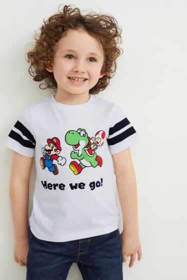 Niños - Pack de 2 - Super Mario - camisetas de manga corta - azul oscuro