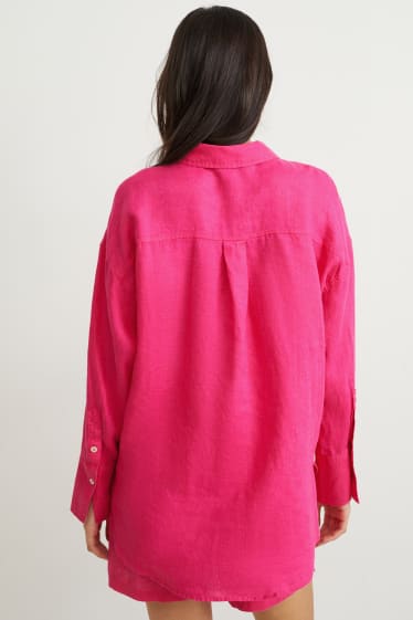 Women - Linen blouse - pink