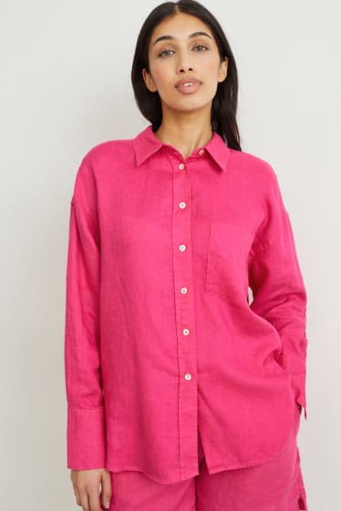 Women - Linen blouse - pink