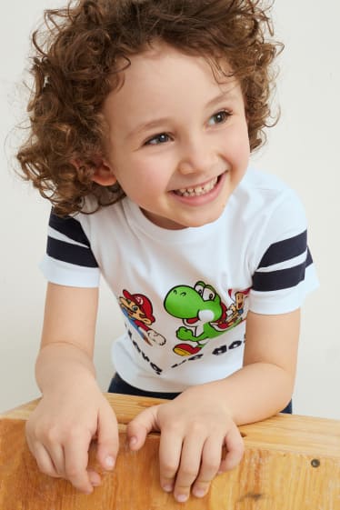 Niños - Pack de 2 - Super Mario - camisetas de manga corta - azul oscuro