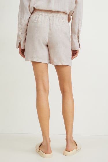 Damen - Basic-Leinenshorts - Mid Waist - Regular Fit - beige