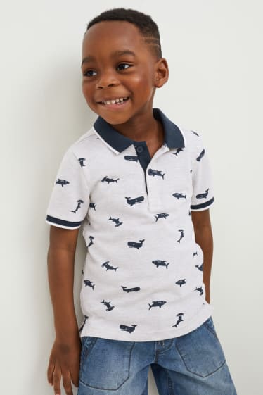 Children - Polo shirt - patterned - light gray-melange
