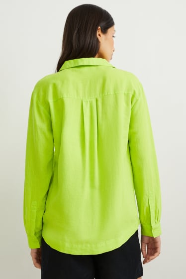 Dames - Blouse - linnenmix - lichtgroen