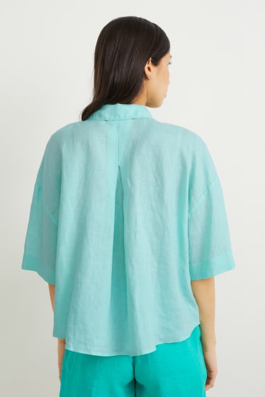 Donna - Blusa di lino - verde menta