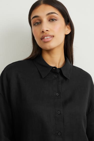 Women - Linen blouse - black