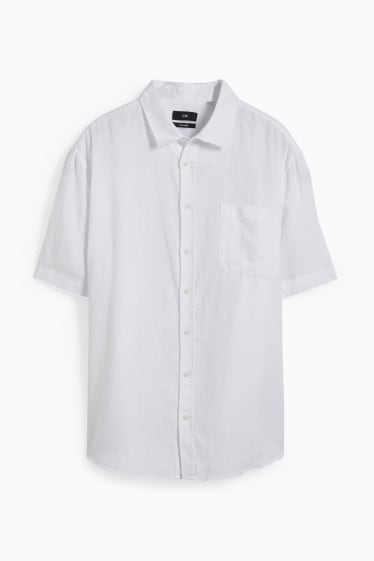 Men - Linen shirt - regular fit - kent collar - white