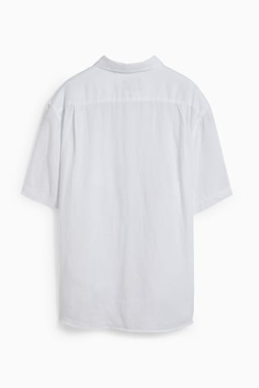 Men - Linen shirt - regular fit - kent collar - white