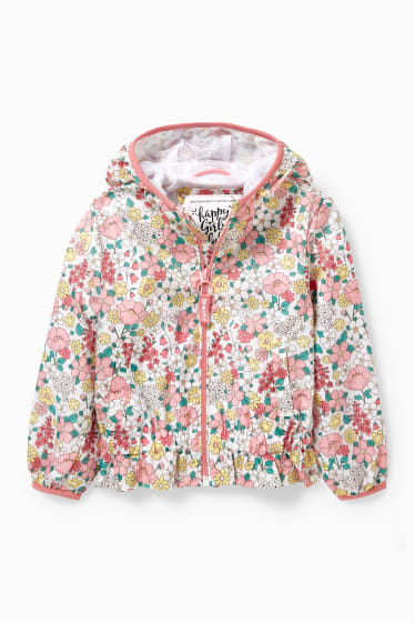 Niños - Chaqueta con capucha - de flores - blanco