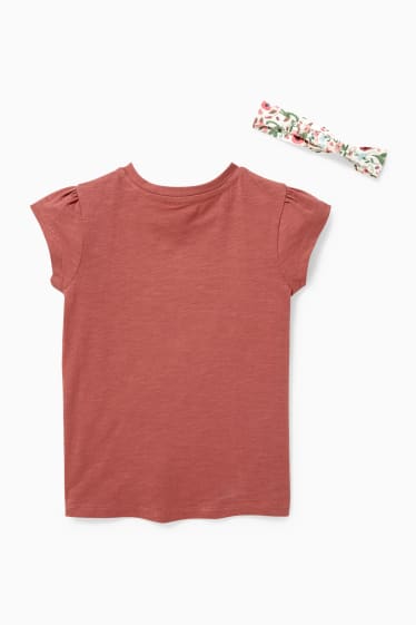 Enfants filles - Ensemble - T-shirt et bandeau cheveux - 2 pièces - marron clair