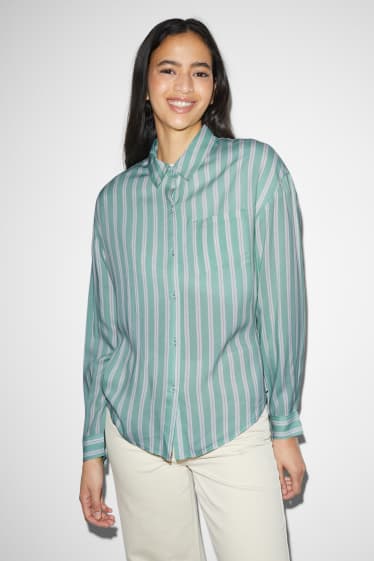 Dames - CLOCKHOUSE - blouse - gestreept - lichtgroen
