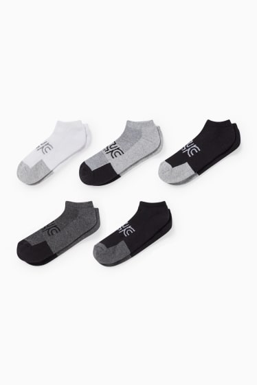 Children - Multipack of 5 - lettering - trainer socks with motif - white