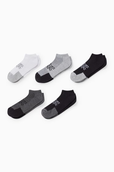 Enfants - Lot de 5 paires - inscription - chaussettes de sport à motif - blanc