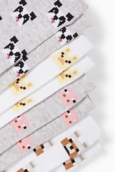 Kinder Mädchen - Multipack 4er - Minecraft - Sneakersocken mit Motiv - weiß