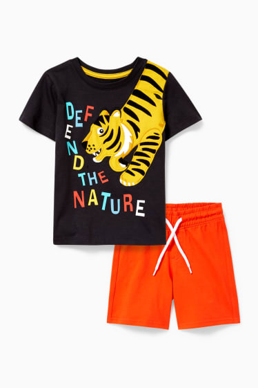 Kinderen: jongens - Set - T-shirt en short - 2-delig - donkergrijs