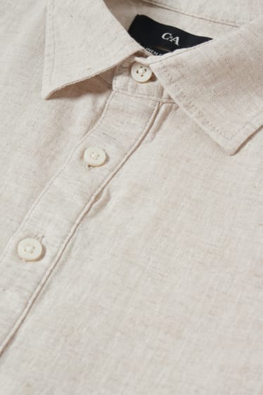 Men - Shirt - regular fit - Kent collar - linen blend - beige