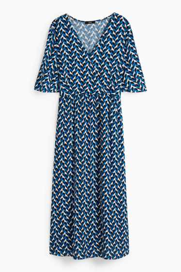 Femmes - Robe croisée - à motif - bleu