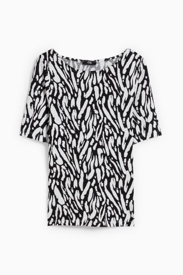 Dames - T-shirt - met patroon - zwart / wit