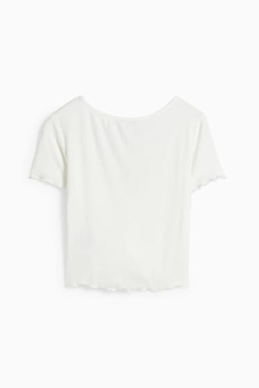 Dames - CLOCKHOUSE - kort T-shirt - crème wit