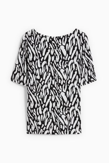 Dames - T-shirt - met patroon - zwart / wit